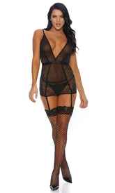 Black Mesh Chemise Intimates Areous